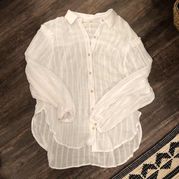 Free People Sheer White Button Down - NWT - Picture 2 of 5